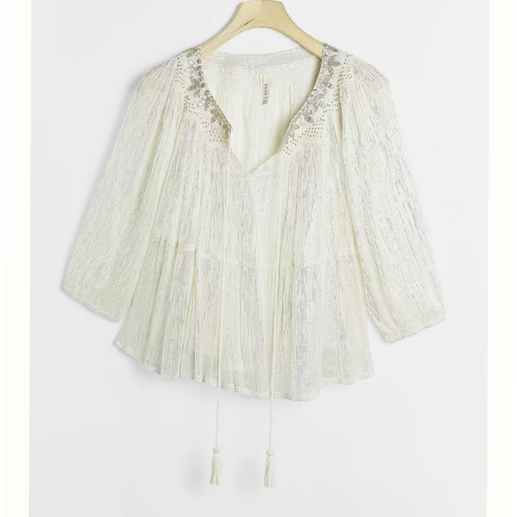 💯%Anthropologie Madi Shimmer Swing Blouse - Picture 11 of 12